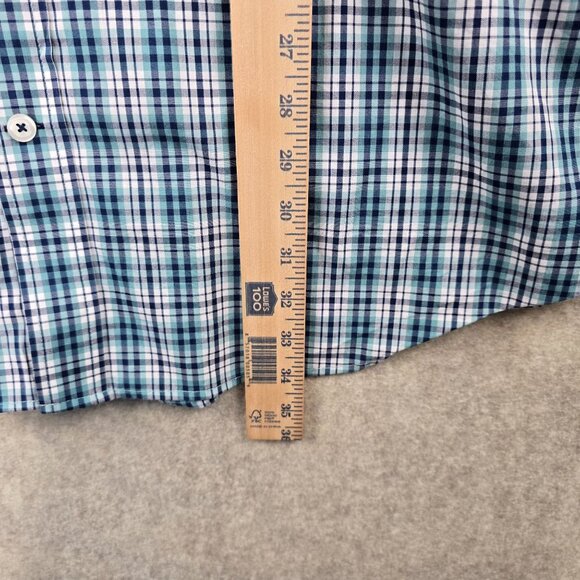 Izod Mens Button-Down Shirt Blue/Green Plaid Size 4XL Cotton/Polyester/Spandex - Picture 5 of 6